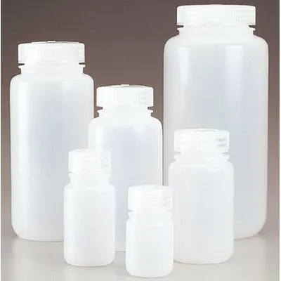 NALGENE Storage Bottle: LDPE, 30 mL, 1 fl oz, Closure Included, Natural, 28 mm - LDPE Wide Mouth Round Lab Bottles