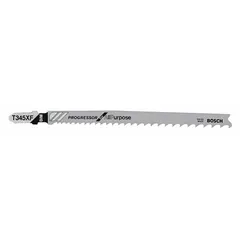 Bi-metal jigsaw blade with T shank, 5-1/4 in length. Suitable for cutting wood and thick metal in construction and renovation applications. Sold in a 3-pack.