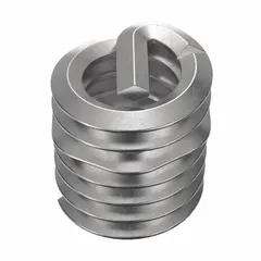 Screw-locking tanged helical insert for repairing or reinforcing threads in metal components. Features 1/4"-20 coarse thread, plain finish, 18-8 material grade, and tensile strength of 200,000 to 250,000 psi. Right-hand thread direction. Supplied in a pack of 1,000.