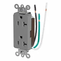 LEVITON Decora Plus Duplex Receptacle Outlet: Duplex, 5-20, Gray, 125V AC, 20 A, 2 Pole / 3 Wire (MPN 16352-LGY)