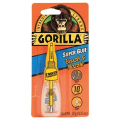 General purpose instant adhesive in a 0.35 fl oz clear bottle with brush and nozzle applicator. Bonds paper and is compatible with rubber. Suitable for bonding paper and rubber materials in general assembly and repair tasks.