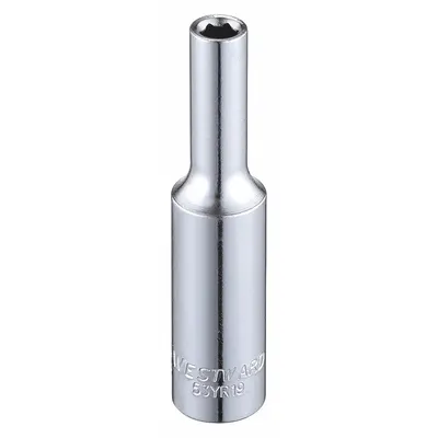 WESTWARD Socket: SAE, 1/4 in Drive Size, 5/32 in Socket Size, 6-Point, Deep, Chrome - 1/4" Drive Hand Sockets