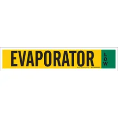 Pipe marker for identifying ammonia lines in industrial refrigeration systems. Fits pipe outer diameter 8 inches and larger. Low adhesive allows repositioning during installation. Pack includes 1 marker with English text, no arrows.