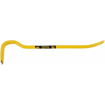 STANLEY Gooseneck Wrecking Bar: Claw End, 24 in Overall Lg, 1 1/4 in Bar Wd, 2 1/4 in End Wd - Wrecking Bars
