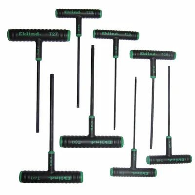 EKLIND Torx Key Set: Long, 8 Pieces, T10/T15/T20/T25/T27/T30/T40/T8 Tip Size, Std End - T-Shaped Torx & Torx Plus Key Sets