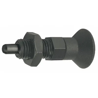 KIPP Indexing Plunger: Nonlocking, Steel, M6x0.75 Thread - Extended-Pin Pull-Knob Indexing Plungers with Jam Nut