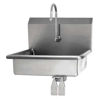 SANI-LAV Hand Sink: 1 Stations, 5 in Bowl Dp, 19 in Bowl Lg, 15 1/2 in Bowl Wd - One-Station Wall-Mounted Hand Sinks with Faucets