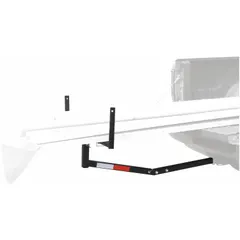 This truck bed extension rack mounts into a standard 2-inch receiver hitch to extend bed capacity for hauling longer items. It adjusts in width from 28-1/4 in to 48-3/4 in, with a 53-inch length and 10-inch height. Finished in black.
