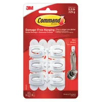 COMMAND Hook: 1/2 lb Wt Capacity, 1 Points per Hook, White, 1 3/32 in Overall Ht, 6 PK (MPN 17006)