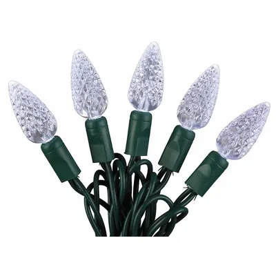 OEM Holiday String Lights: Strawberry Shape, 23 11/16 ft Lg, White, 70 LEDs - Pinecone-Shaped Lights