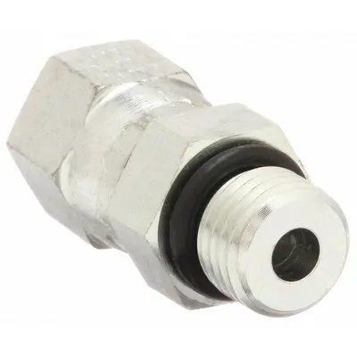 AEROQUIP Hydraulic Hose Adapter: 1/4 in x 1/4 in Fitting Size, Male x Female, ORB x JIC - ORB-to-JIC Steel Hydraulic Hose Adapters