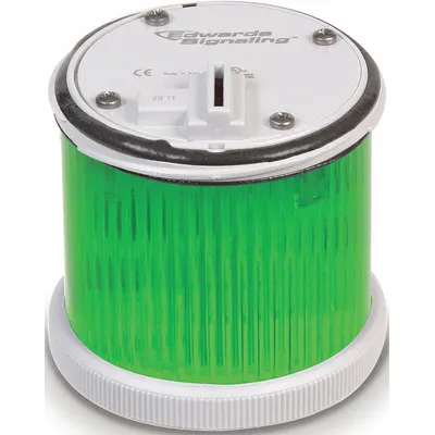 EDWARDS SIGNALING Tower Light Module: Flashing/Steady, 240V AC, Green, 70 mm Overall Dia - Multimode Light Modules