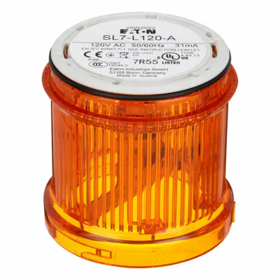 EATON Tower Light Module: Steady, 110/120V AC, Amber, 73 mm Overall Dia, 3 in Overall Ht - Steady Light Modules