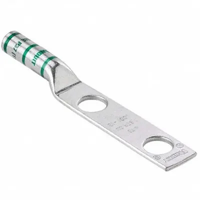 PANDUIT Compression Lug: For 600 kcmil, Stranded Wire, 1/2 in Stud Size, Long - Two-Hole Compression Lugs