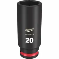 MILWAUKEE Deep Impact Socket: 3/8 in Drive Size, Metric, 20 mm Socket Size, 6-Point, Deep, Friction (MPN 49-66-6738)