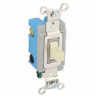 HUBBELL Wall Switch: Toggle Switch, Single Pole/Double Throw, Momentary, Ivory, 120/277V AC, 15 A (MPN HBL1556I)
