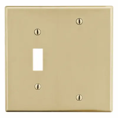 HUBBELL Wall Plate: Combo, 2 Gang, Ivory - Combination Wall Plates