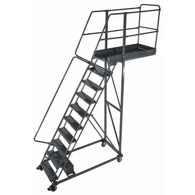 BALLYMORE Rolling Cantilever Ladder: 8.3 ft Platform Ht, Unassembled, Locking Casters - Unsupported Cantilever Ladders