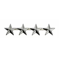 HEROS PRIDE Metal Rank Insignia: (4) Stars, 5/8 in, Silver, Metal, Clutch Pin, Rank Insignia, 1 PR (MPN 4493N)