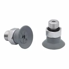 This vacuum pad assembly is designed for handling and lifting applications in the electronics industry. It features a flat type design with NBR material of 55 A hardness, suitable for gripping smooth, non-porous surfaces such as glass, plastic, and metal components. The pad has a diameter of 28.2 mm and a height of 17.2 mm.