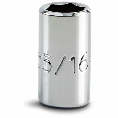 PROTO Socket: SAE, 1/4 in Drive Size, 5/16 in Socket Size, 6-Point, Std, Chrome - 1/4" Drive Hand Sockets