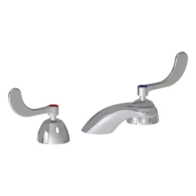 CHICAGO FAUCETS Low Arc Bathroom Faucet: 404, Cast Brass, Polished Chrome Finish - Widespread Handle Bathroom Faucets