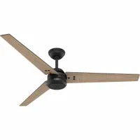 HUNTER Ceiling Fan: 60 in Blade Dia, Matte Black/Walnut Stripe, 4 Speeds (MPN 52979)