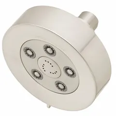 This fixed showerhead features a brass and plastic construction with a multi-pattern spray. It delivers a consistent flow rate of 2 gpm. Suitable for washdown stations, safety showers, and general facility hygiene applications.