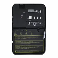 The INTERMATIC EH10 is a 24-hour digital timer switch with SPST switching, designed for indoor surface mounting. It operates on a fixed daily schedule at 120V AC, suitable for controlling lighting, HVAC, and other equipment in commercial or industrial settings.