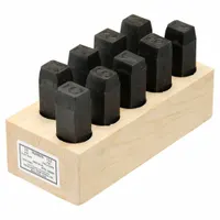 YOUNG BROS. STAMP WORKS Hand Stamp Kit: 0 thru 9 (6 doubles as 9), 5/8 in Character Ht, Steel (MPN 10093)