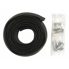 This weatherstrip tubing seals gaps under doors to block drafts, dust, and insects. It measures 16 ft long, 2 1/4 in wide, and 3/16 in high, with a rubber flange. Suitable for commercial and industrial doorways.