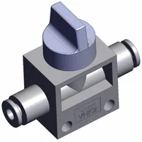 Finger valve: VHK Series, Knob Actuator, 2 Ports, 4 mm, Side-Ported Body, Gray Actuator (MPN VHK2A-04F-04F)
