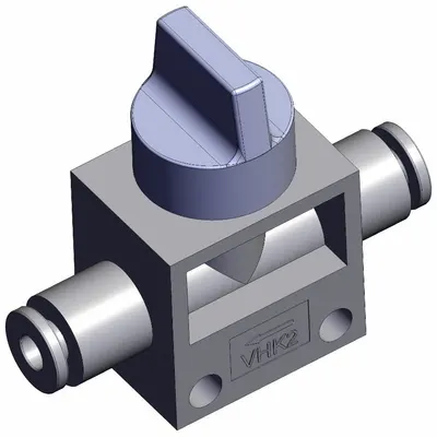 SMC Finger valve: VHK Series, Knob Actuator, 2 Ports, 4 mm, Side-Ported Body - VHK Series Manual Air Control Valves