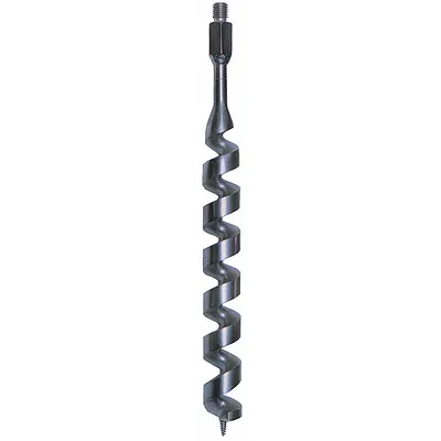 AMS Flighted Screw Auger Head: Carbon Steel, 5/8 in Connection Size, 2 in Overall Dia - Soil Auger Accessories