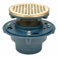 ZURN Floor Drain: 8 3/8 in Overall Dia, 5 3/16 in Grate Size, 3 in Nominal Pipe Size, Push On, Round (MPN ZN415-3NL-5BZ)