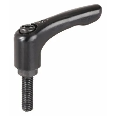 KIPP Adjustable Handle: Zinc w/ Steel Thread, M6x1 Thread, 20 mm Thread Lg - Teardrop-Style Adjustable Handles with Threaded Stud