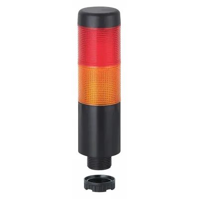 WERMA Tower Light Assembly: 2 Tier, Red/Yellow, Sounder Tier Included, 141 mm Overall Ht - Two-Tier Tower Light Assemblies