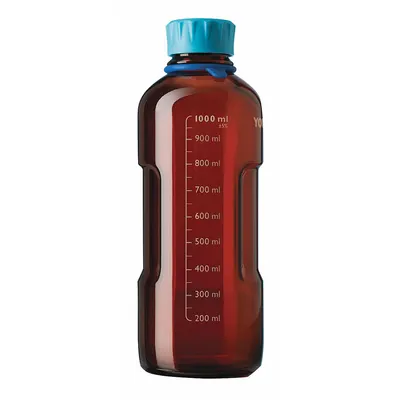 DURAN 250 mL Amber Glass Media Bottle with GL45 Screw Closure - Glass Lab Media Bottles