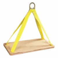 This bosun's chair features a plywood seat with a steel D-ring for suspended work applications such as window cleaning, painting, and building maintenance. The seat has a 12-inch depth and 24-inch width, with no padding. The steel D-ring provides a secure attachment point for fall protection systems