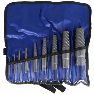 CHICAGO-LATROBE Screw Extractor Set: 9 Pc, Spiral Flute - Spiral-Flute Extractor Sets