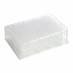This 96-well deep well plate features square wells with a 1 mL capacity, made from natural polystyrene. The plate has an 86 mm diameter and is non-sterile, not RNase/DNase free. Suitable for sample storage, processing, and high-throughput screening in laboratory workflows.