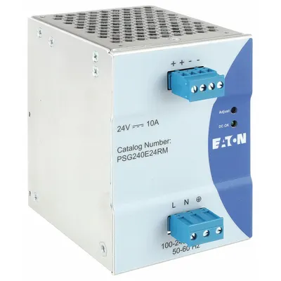 EATON DC Power Supply: DIN Rail, 240 W Output Power - Rated, 10 A Current - Output - DIN Rail Mount DC Power Supplies