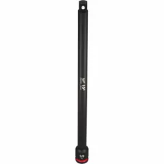 This 3/8" drive impact socket extension provides a 10-inch reach for accessing fasteners in confined spaces. Designed for use with impact tools, it transfers torque efficiently without a locking mechanism. The black phosphate finish offers corrosion resistance. Suitable for automotive, construction, and industrial applications where extended reach is needed.