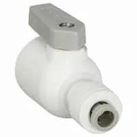 PARKER Manual Two-Way Ball Valve: 1/4 in, Polypropylene, Straight, Push x Push, Full Port Ball Port (MPN PP4VUC4-MG)
