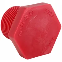 Hex Head Plug: Polyvinylidene, 1 1/2 in Fitting Pipe Size, Schedule 80, Male NPT, Red (MPN 6516-4-11/2)