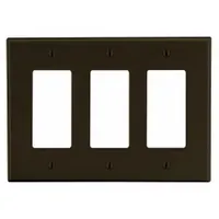 HUBBELL Wall Plate: Decorator-Rocker, 3 Gang, Brown, Std Size (MPN P263)