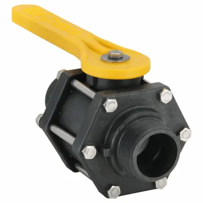 BANJO Manual Two-Way Ball Valve: 2 in, Polypropylene, Straight, MNPT x Male Camlock - Polypropylene Ball Valves