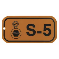 Polystyrene lockout tag, size S-5, printed in English. Features holes for attachment. Used in lockout/tagout procedures to identify equipment under maintenance and prevent accidental operation.