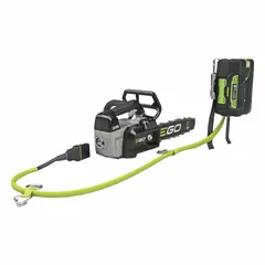 Top-handle chainsaw with automatic chain oiler, operating at 56 V and 35.2 cc equivalent. Designed for pruning, limbing, and light felling tasks in tree care and property maintenance.