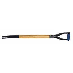 Steel handle designed for manure forks. Features a bent D-grip for improved leverage and control. 32-inch length. Suitable for agricultural and stable maintenance tasks.